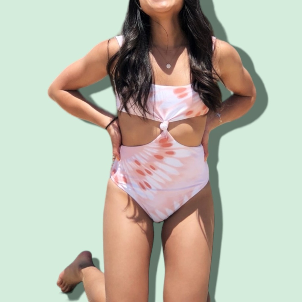 Aerie Pink and Orange Tie-Dye One Piece Swimsuit
